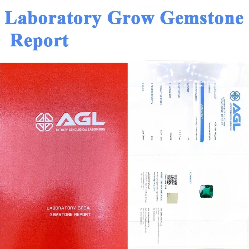 Wholesale Lab Grown Zambian Emeralds Hydrothermal Rectangle Cushion Smooth Surface With Cracks Inclusions Selectable AGL CertN