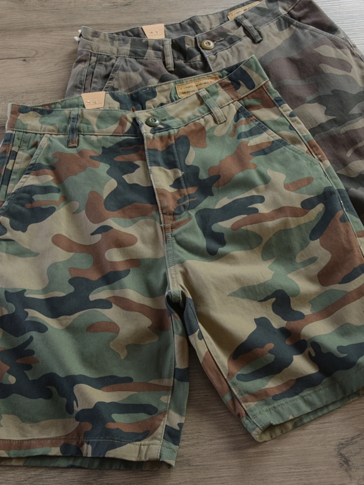 

American Retro Camouflage Workwear orts Men Summer Trend Brand Wuwenle Mid-Pants Casual Loose Fit Five-Quarter Length