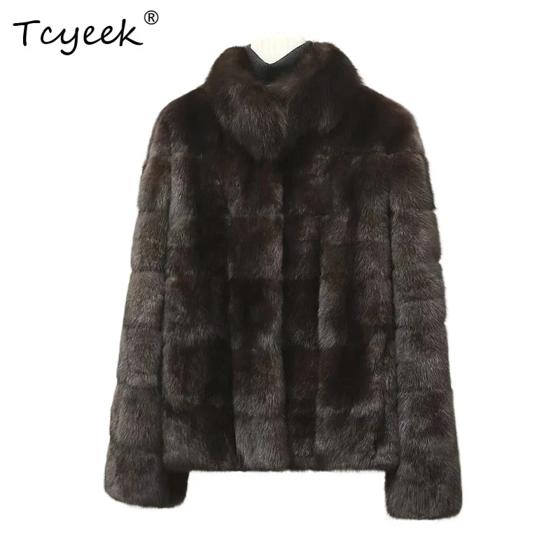 Tcyeek Top Quality Natural Fur Coat Woman 2026 Winter Jacket Whole Sable Warm Coats Fashion Luxury Clothes Women Пальто Женское