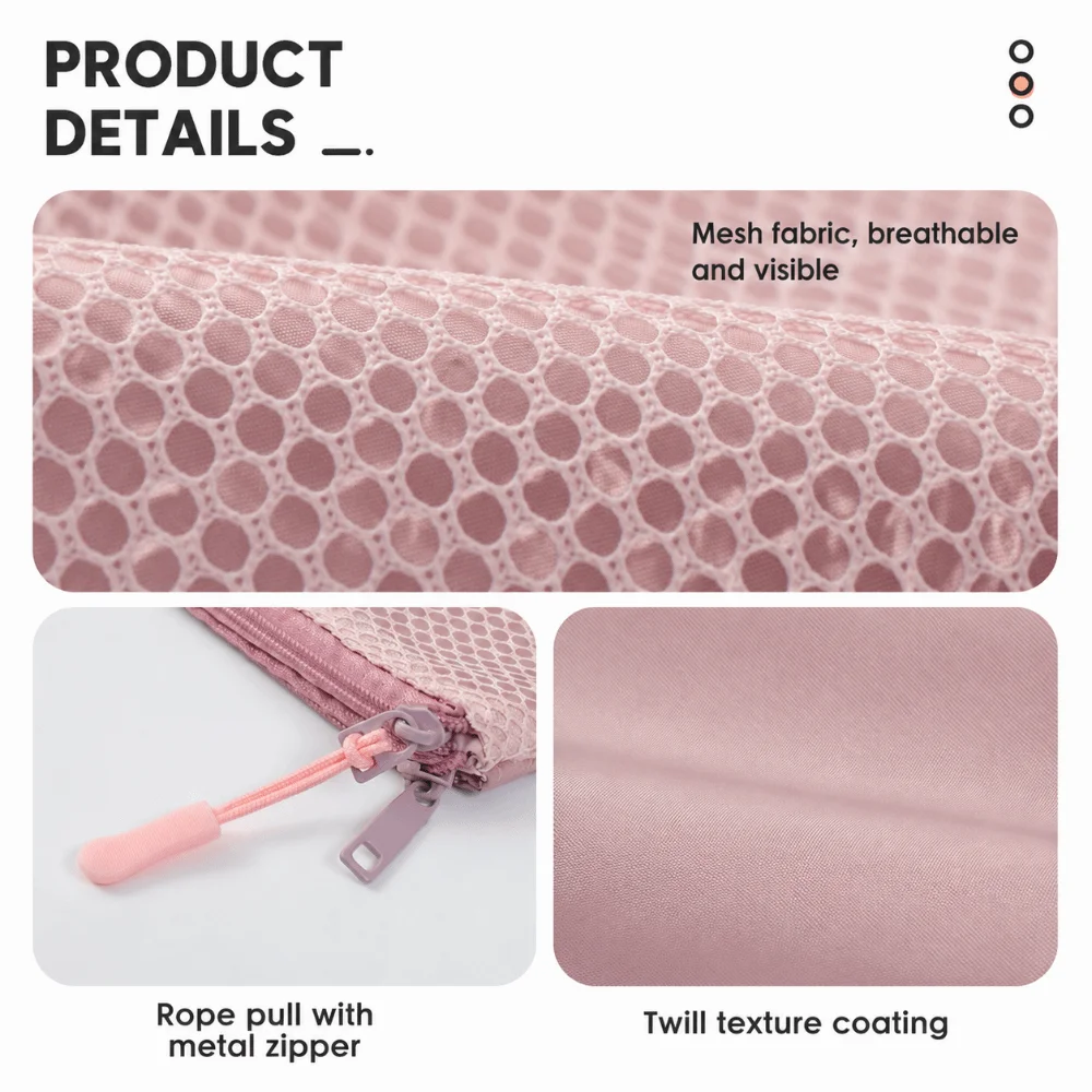 Multi-purpose Double Zipper Mesh Organizer Pouch Multi-size Dual-Layer Makeup Bag Polyester Storage Pouch Cables Chargers