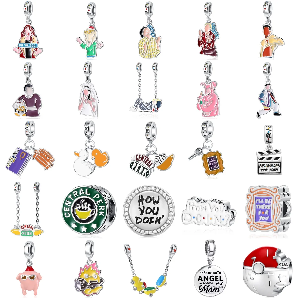 925Silver Good Friend TV Trinkets Leisure Sports Exquisite Charm Pendant Fit for Original Bracelet DIY Women's Boutique Jewelry