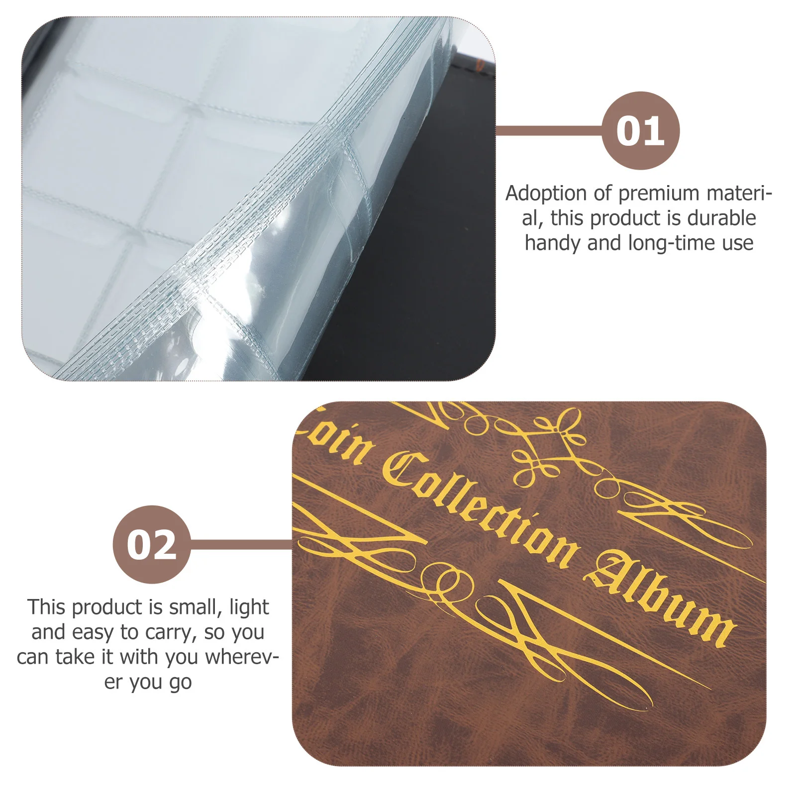 

1Pcs PU Collection Album 200 Grid Durable Coin Holder Books for Collectors Coin Collection Album Coins Albums