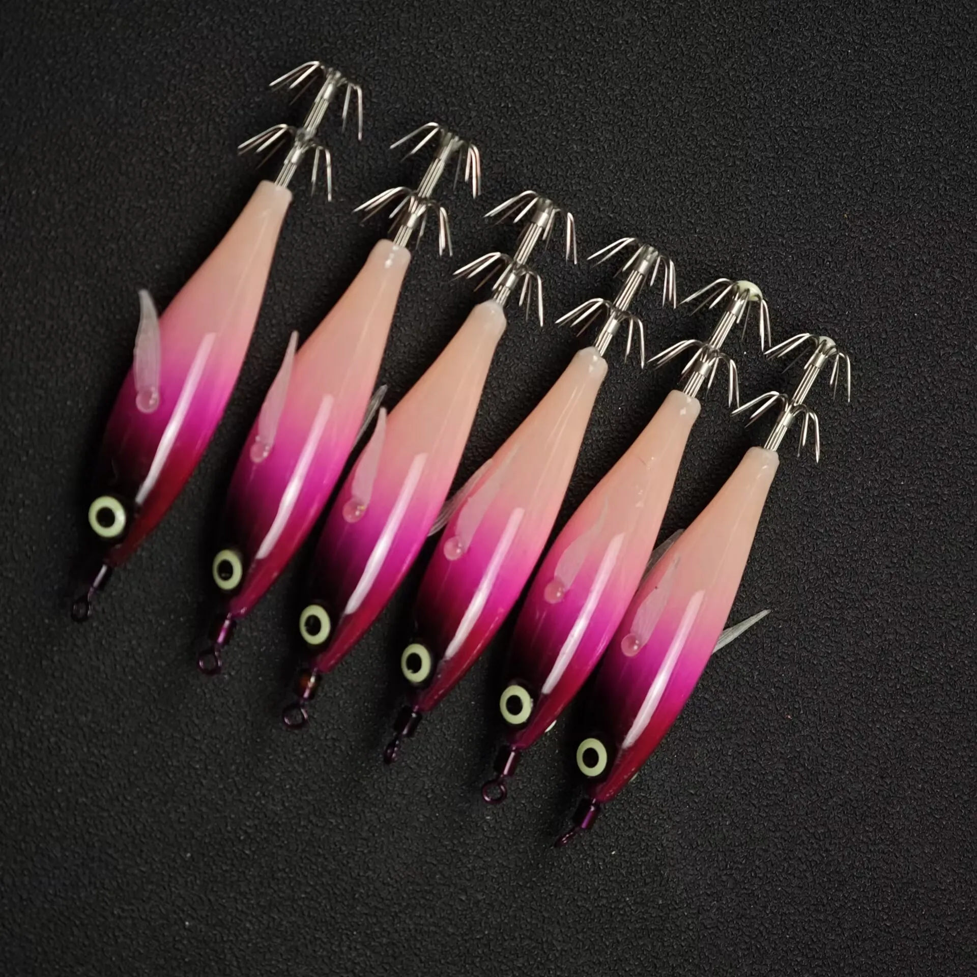 6-teiliges Egi-Set, horizontaler Tintenfisch-Jig, Tintenfisch-Köder, UV-Blitz-Tinsel, stabiler horizontaler Edelstahlhaken für Eging-Angeln – Detail 3
