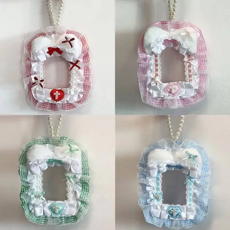New Colorful Lace Photocard Holder Cute Ribbon Cat Ears Card Case For Itabag Decoration Storage DIY Anime Idol Display Protector