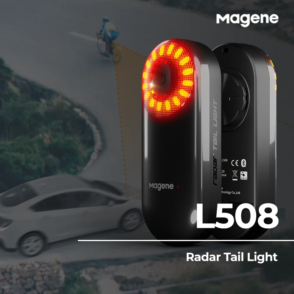 Magene-enquêter arrière de vélo à détection de freinage, radar intelligent L508, 5 modes, feu arrière, chargement USB, lumière LED de vélo