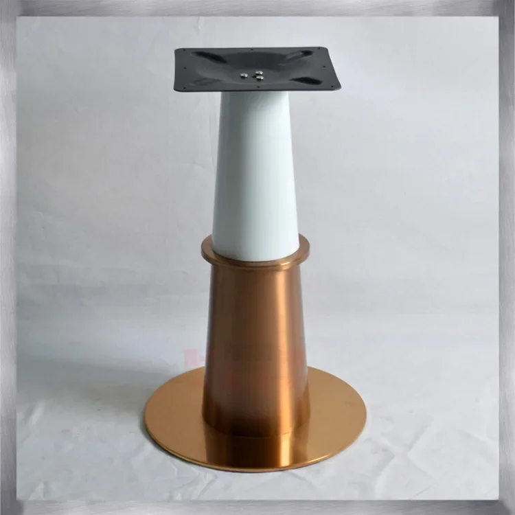 hardware table feet Stainless steel disc table feet Rose gold dining table Steel frame Pagoda-shaped two-color tabl