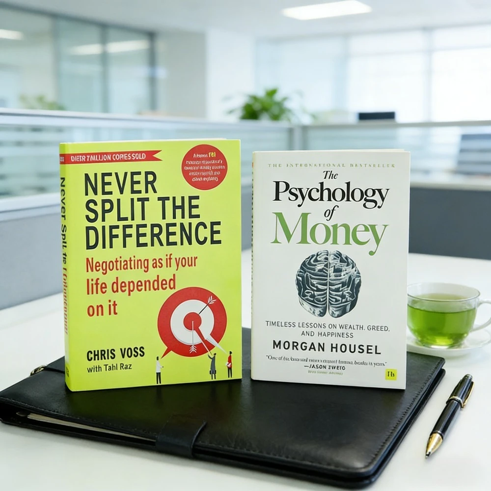 لا تقسيم الفرق أبدًا كريس فوس (مهارات التفاوض) + علم نفس المال مورغان هاوسل - دليل التفاوض والمالي