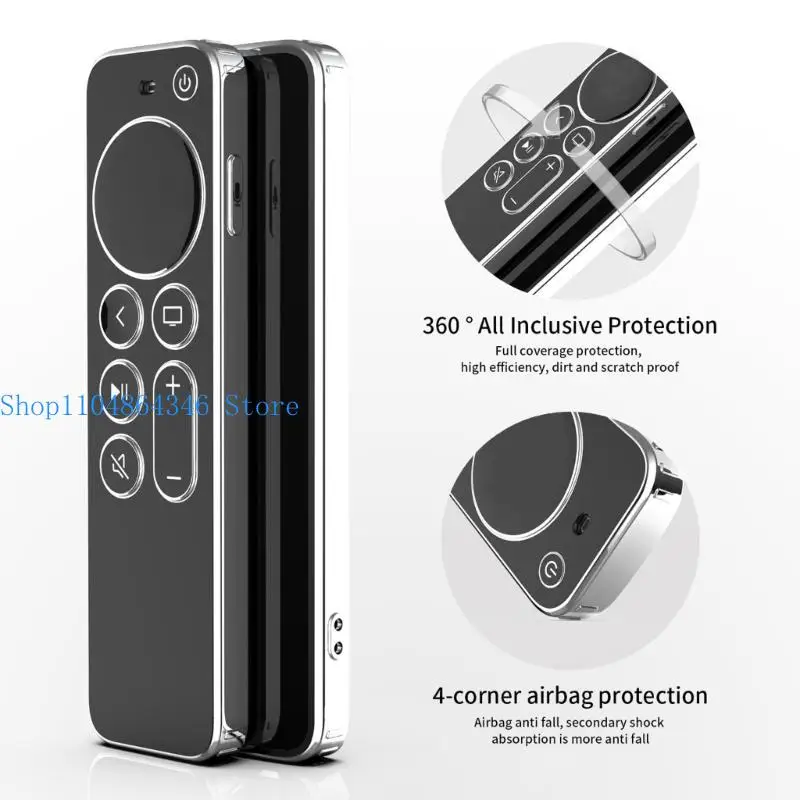 

652F Shock-proof Full Protective Case Soft Plating TPU Cover Protector for TV Remote 2/Siri Remote 2 Shock-proof Skin