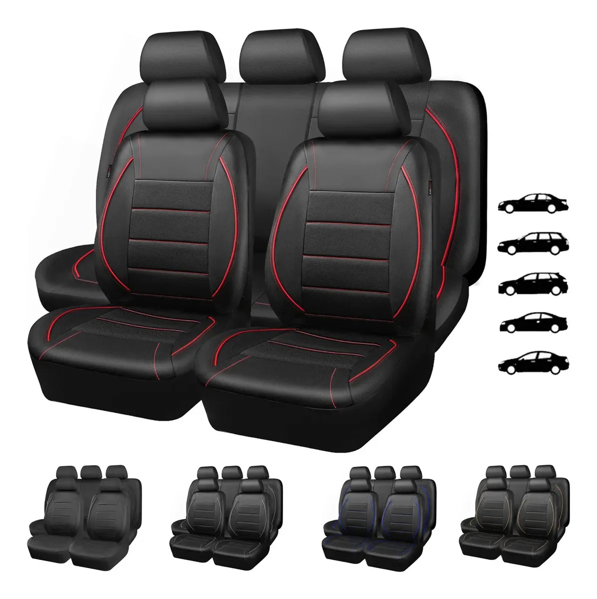 Universal 7 Colors Car New 5 Seats Cover Auto Car Seat Covers Ployester Cushion Full Set Front Rear For Sedans Seat Covers AT MT