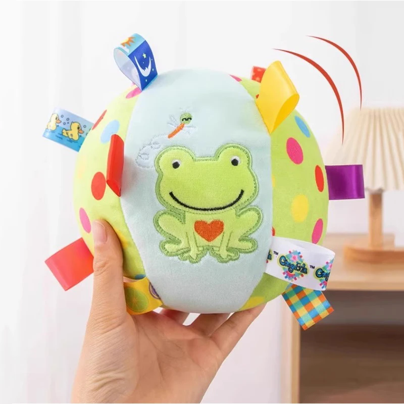 Juguetes para bebés de 0 a 12 meses, sonajero de tela suave, pelota de juego para bebés rellena con campana, animales de dibujos animados, juguetes interactivos, juguetes educativos