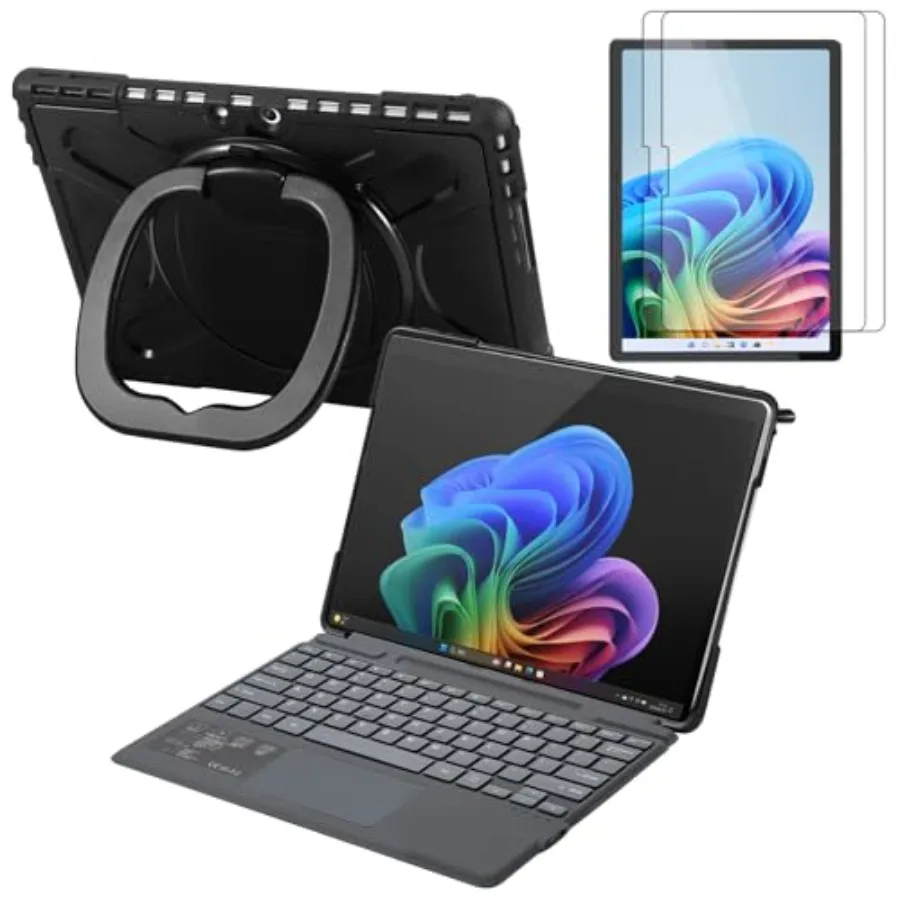 

Surface Pro 11 Case with Keyboard Screen Protector Set 13-inch 2025 Shockproof Cover for Microsoft Surface Pro 9/10/11 with Rot