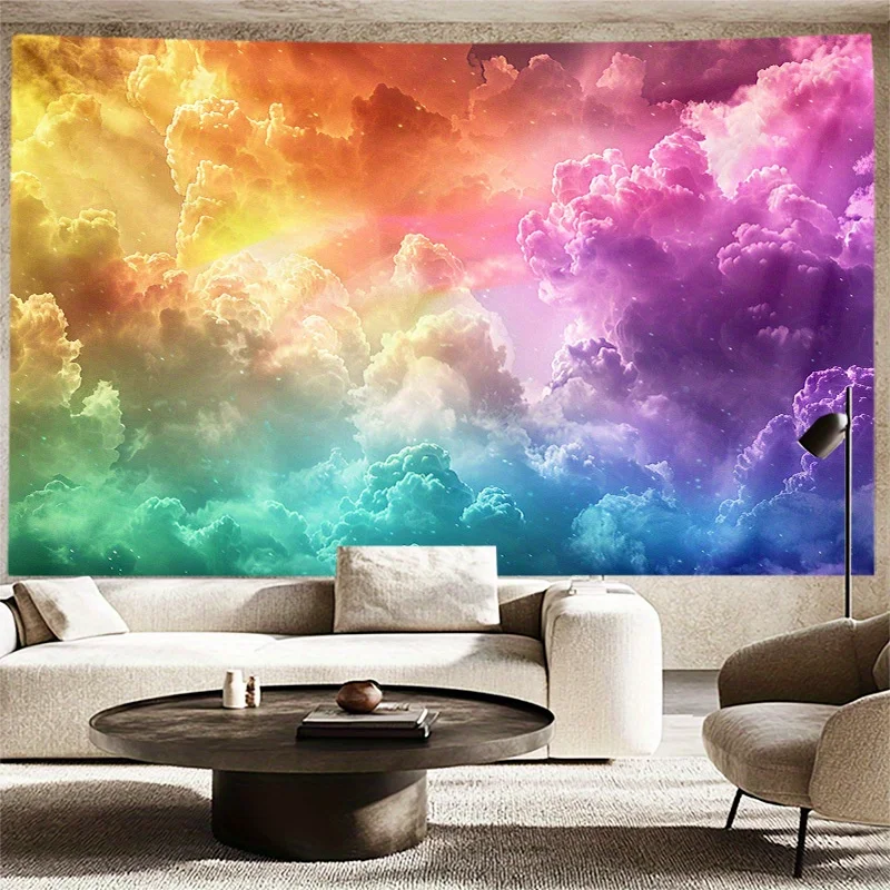Gorgeous Colorful Sunset Cloud Sky Tapestry Wall Hanging Polyester Bohemian Abstract Art Decor Gradient Backdrop Home Decoration