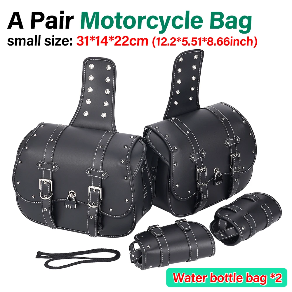 

A Pair of Black Small Oxford Lined Universal Retro Motorcycle Waterproof Hanging Bags with Side Box Edge Wrapping