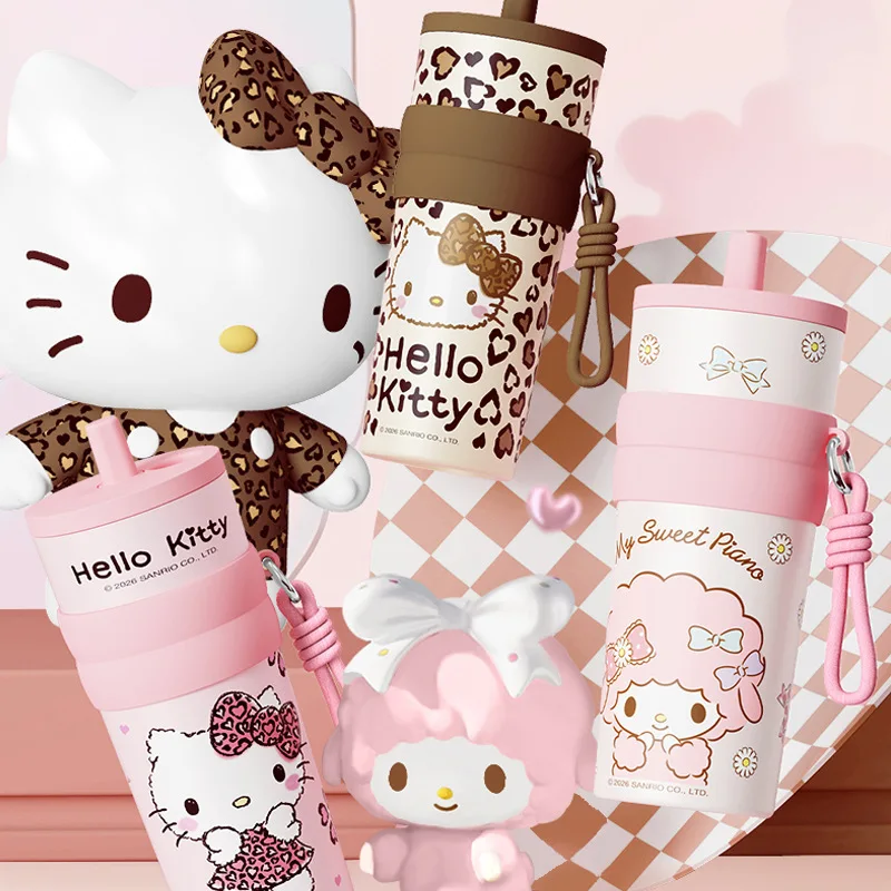 660ML Anime Hello Kitty My Sweet Piano Cartoon Large Capacity Ice Cup Kawaii Portable Handheld Insulated Water Cup Gift