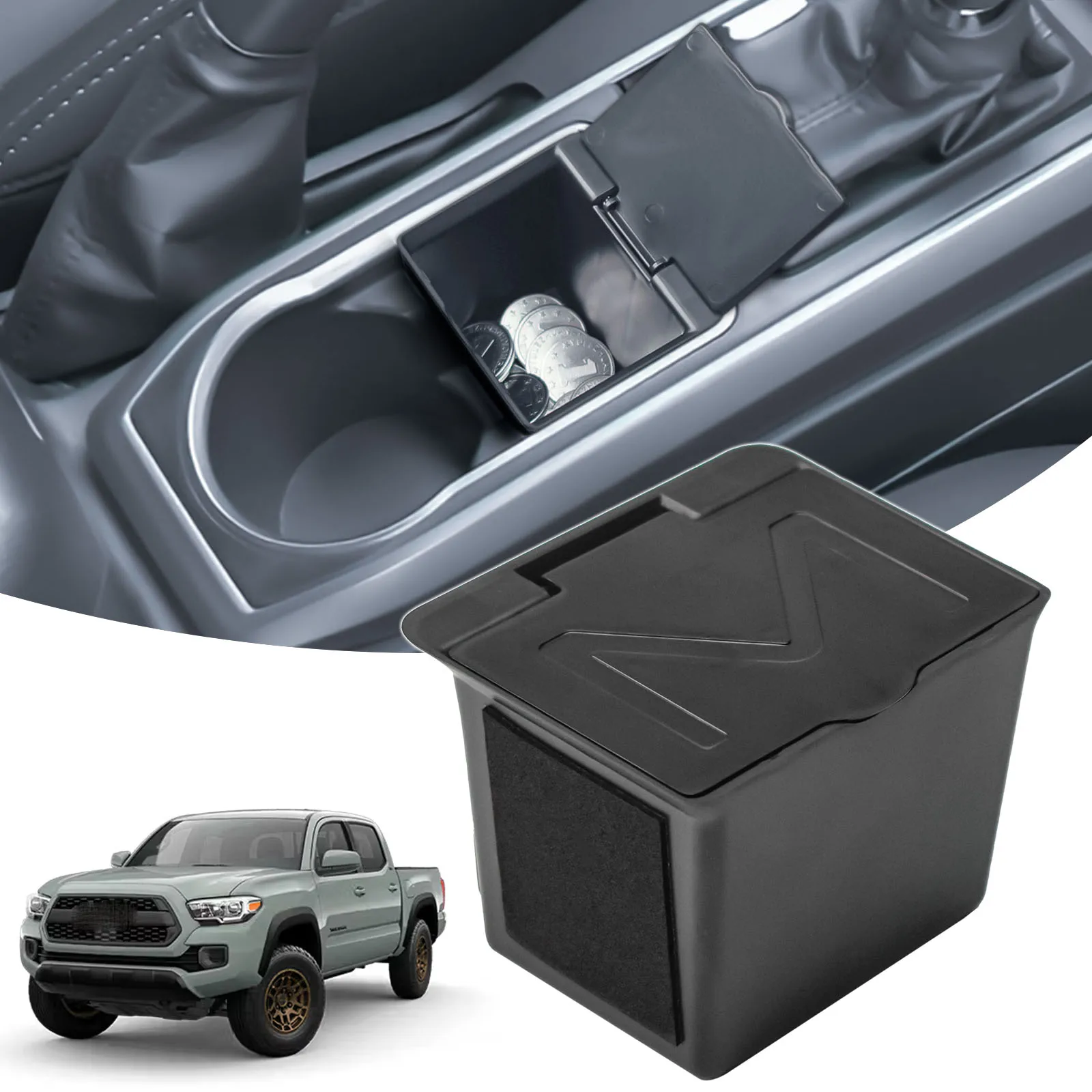 

Middle Center Console Organizer Coin Storage Box Tray for 2016-2020 2021 2022 2023 Toyota Tacoma Coin Holder Secondary Storage