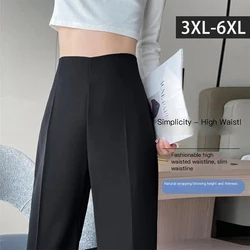 Plus Size Wide Leg Pants for Women's Summer Breathable Casual Pants with Drop Feeling Straight Legs Loose High Waist Micro Pull