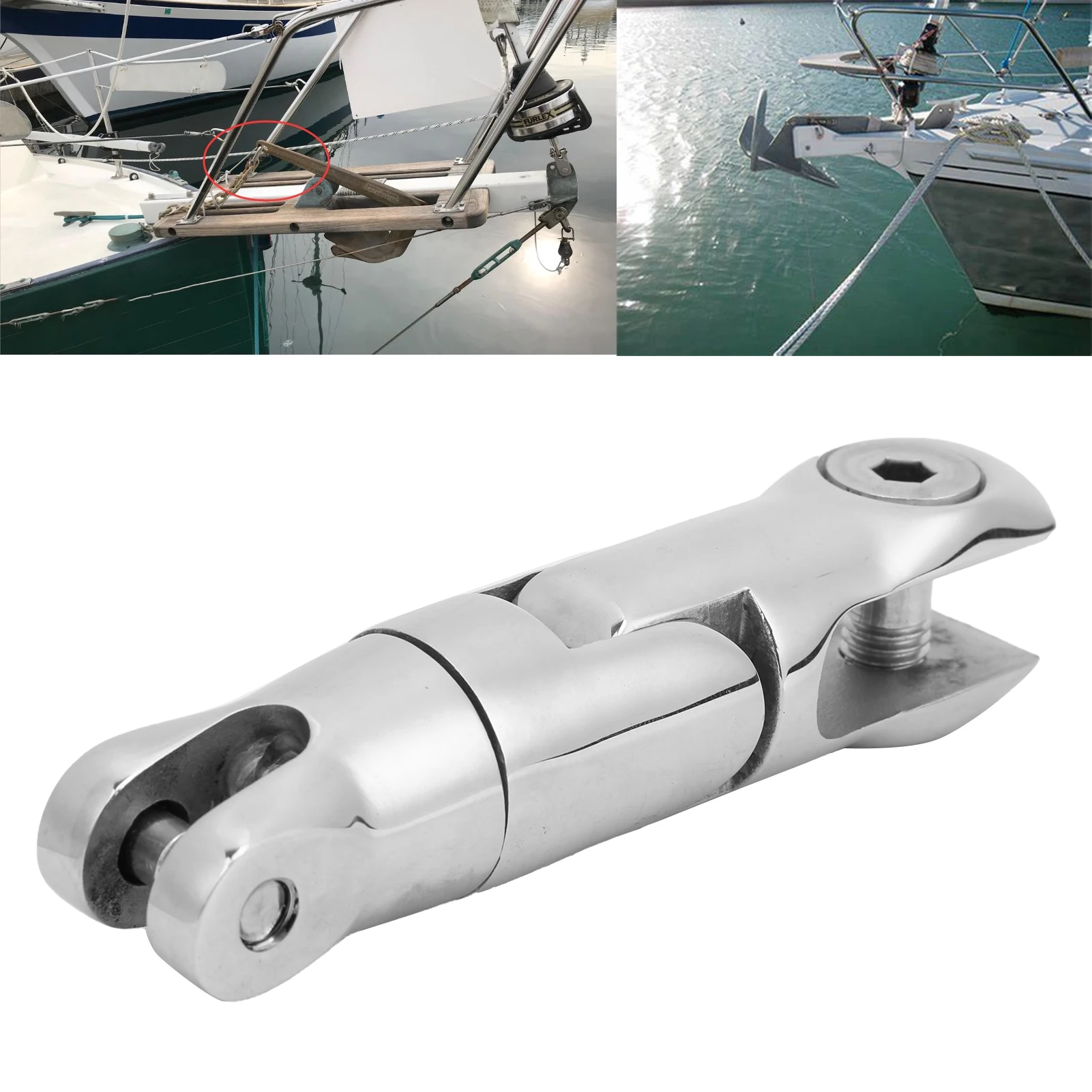 Anchor Connector 316 Stainless Steel 0.2-0.3in/6mm‑8mm Chain Mooring for Boat Marine Anchor Connector Anchor Swivel Connector