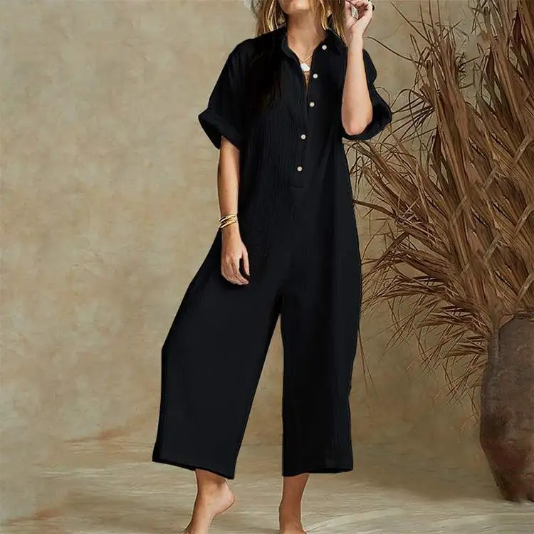 One-piece wide-leg loose long one-piece dress