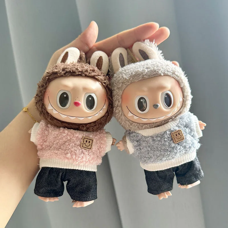 

4 Styles 17cm Labubu Doll Clothes Hoodies Doll Accessories Cute Clothes Fashion Korea Kpop Exo Labubu Jumpsuit DIY Girl Gift