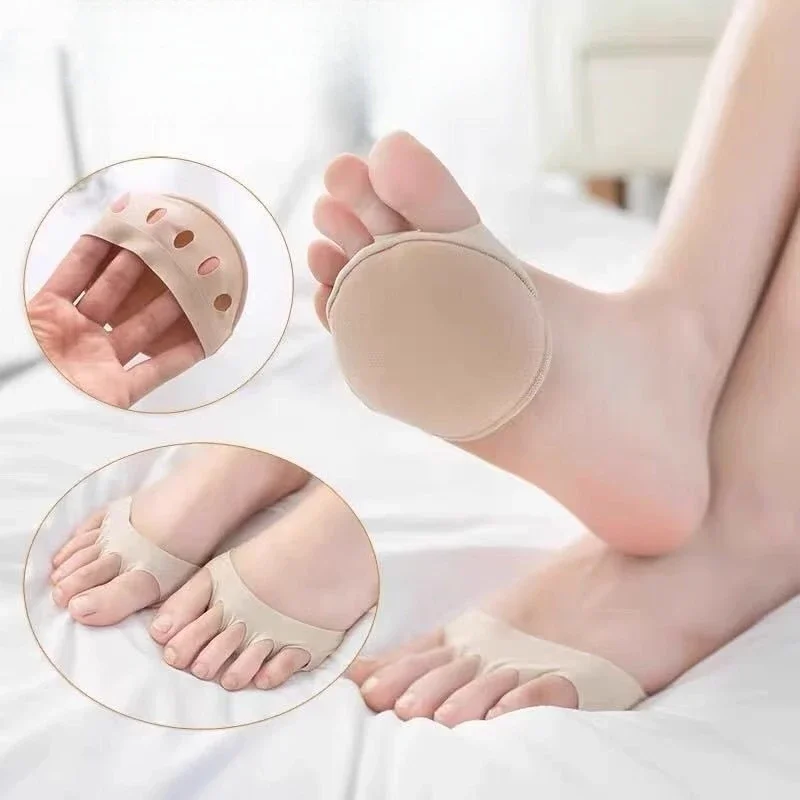 2/8개입 패브릭 앞발 패드 여성용 하이힐 삽입 메타타르살 풋 패드 통증 완화용 하프 인솔 여성용 발가락 양말