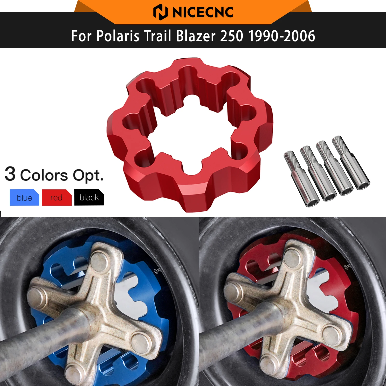 Espaciadores de ruedas NICECNC ATV para Polaris Scrambler 1995-2011, 2 piezas, espaciadores de ruedas traseras para Polaris Trail Boss 330 1990-2006, accesorios