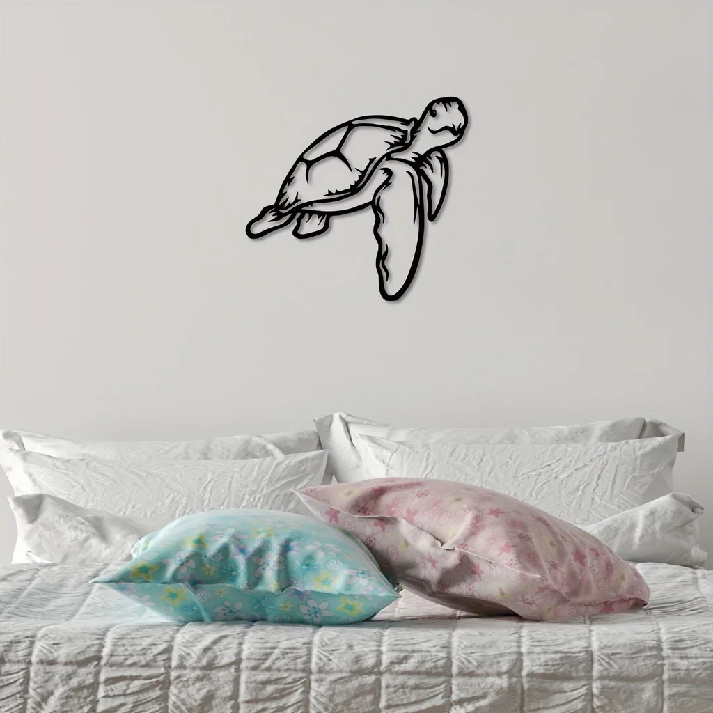 Cifbuy Turtle Metal Wall Decor, Unique Turtle Wall Decoration, Steel Art Geometric Ornament, Cut-Out Design for Christmas Decoration