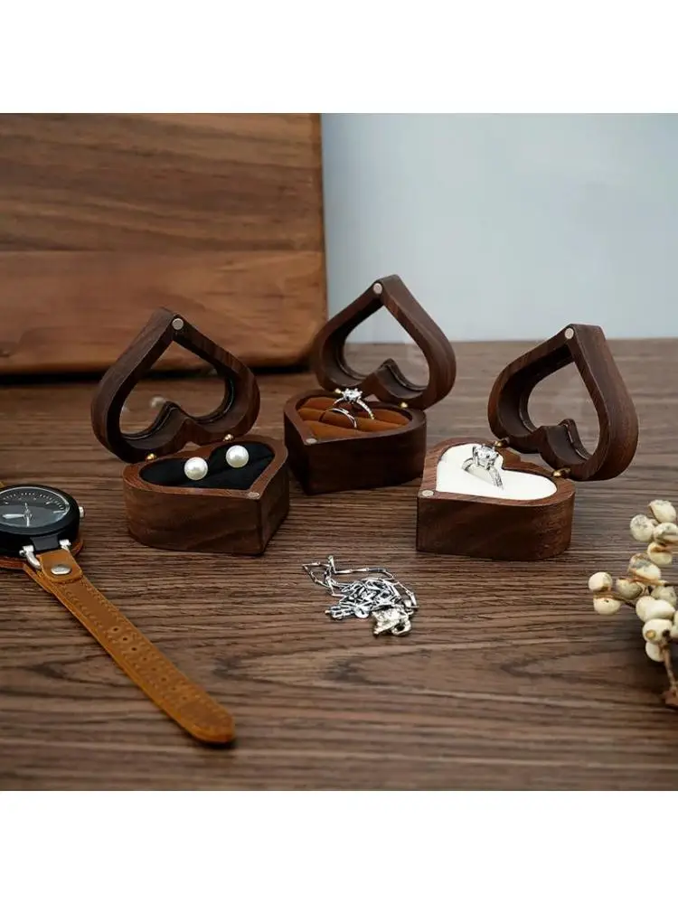 Heart-shaped Ring Box Soft Inner Bag Jewelry Storage Bag