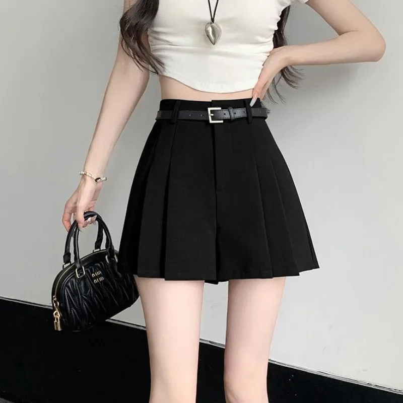 Women's Shorts High Waist Female Short Pants Black Wide Culotte Skirt To Wear XL Flowy Stretchy Harajuku Fashion Cheap Designer