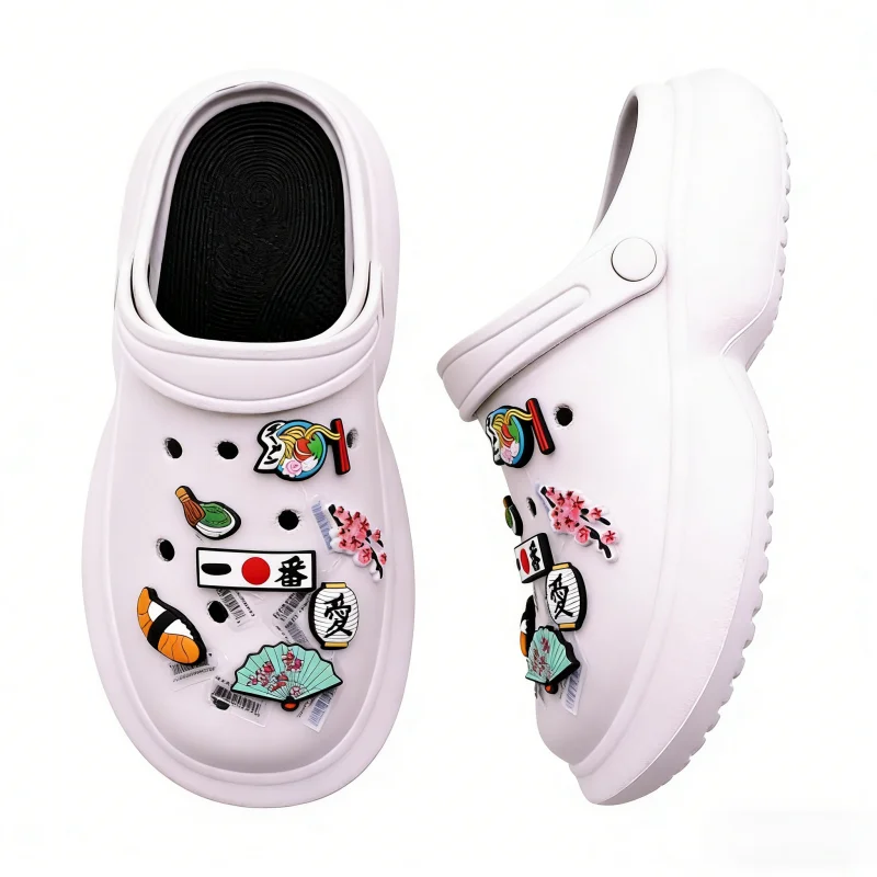 Japanese Style Shoes Charms Set Lucky Cat Sushi Cherry Blossom Shoe Accessories Clog Decorations Perfect Gift for Foodie Lovers
