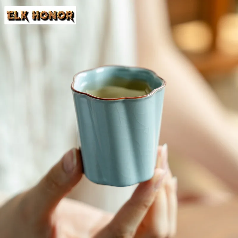 

2pc/lot Azure Ru Kiln Teacup Aesthetic Tea Bowl Sample Tea Cup Tea-tasting Meditation Cup Chazhan Master Cups Tea Ceremony 65ml