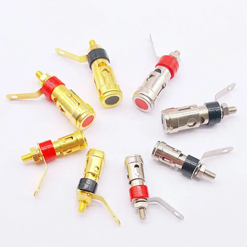 Gold Plated Spring Loaded Terminal Block Push Connector For Speaker Audio Amplifier Wire Linkage Home Sound Adapter