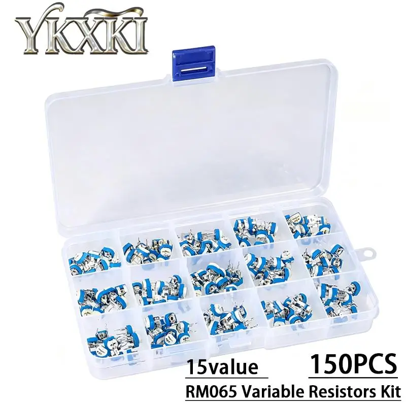 100-150PCS RM065 RM063 Variable Resistors Kit 10/15values 100 200 500 1k 2k 5k 10k 20k 47k 50k 100k 200k 500k 1m 2m Ohm Resistor