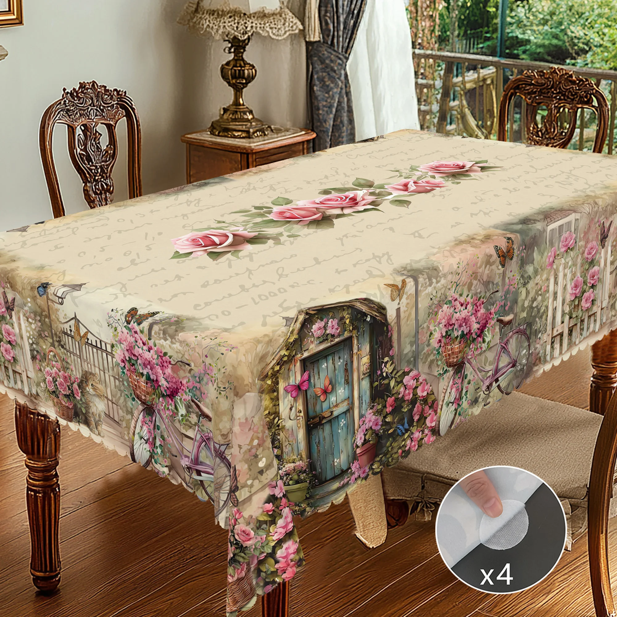1 Piece of Retro Floral Theme Printed Tablecloth, Country Farmhouse Style, Garden, Flower Pattern Design, Suitable for Wedding Season, Mother's Day, Anniversary, Birthday Party, Spring and Summer Camping Style Decoration, Kitchen Accessories, Restaurant Terrace, Indoor and Outdoor Tablecloth, Perfect Gifts for Friends, Multiple Sizes Available