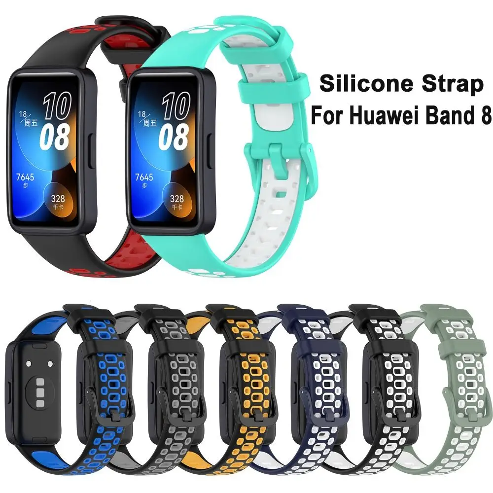 New Two-Color Silicone Watch Strap Replacement Smart Watch Bracelet Accessories Breathable Watchband for Huawei Band 8