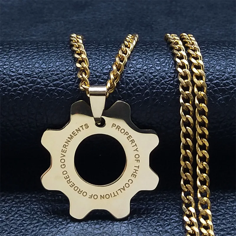 Creative Gear Pattern Minimalist Stainless Steel Necklace Unisex Versatile Pendant Necklace Stylish Jewelry for Daily Wear