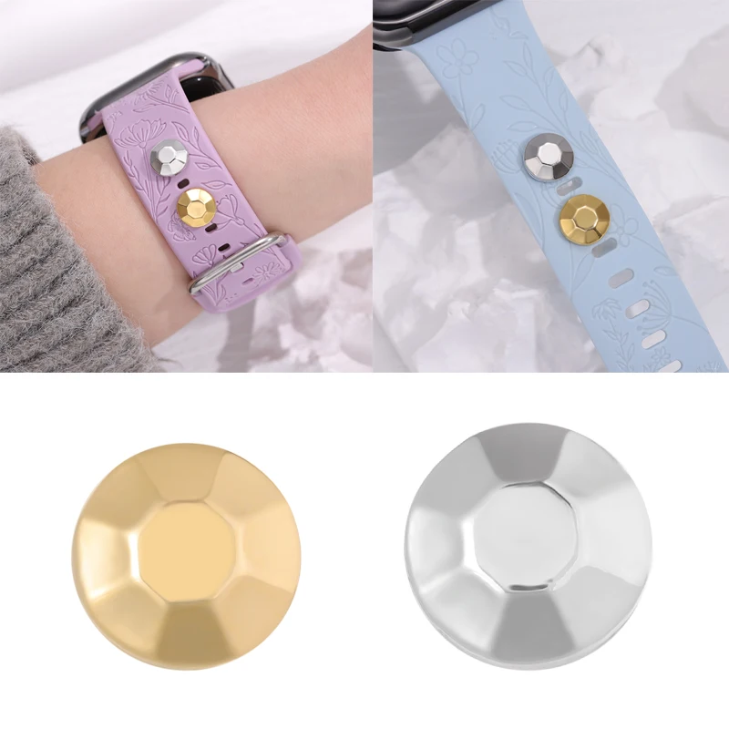 Watch Band Charms Gold Sliver Color Charm for Iwatch Geometric Shape Stud Accessories Charm Small Simple Jewelry for Apple Strap