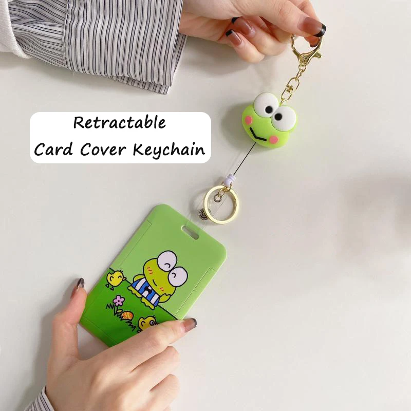 Sanrio Hello Kittys Card Cover Kawaii Cartoon Kero Kero Keroppi Bus Card Protective Sleeve School Bag Doll Pendant Keychain Toy