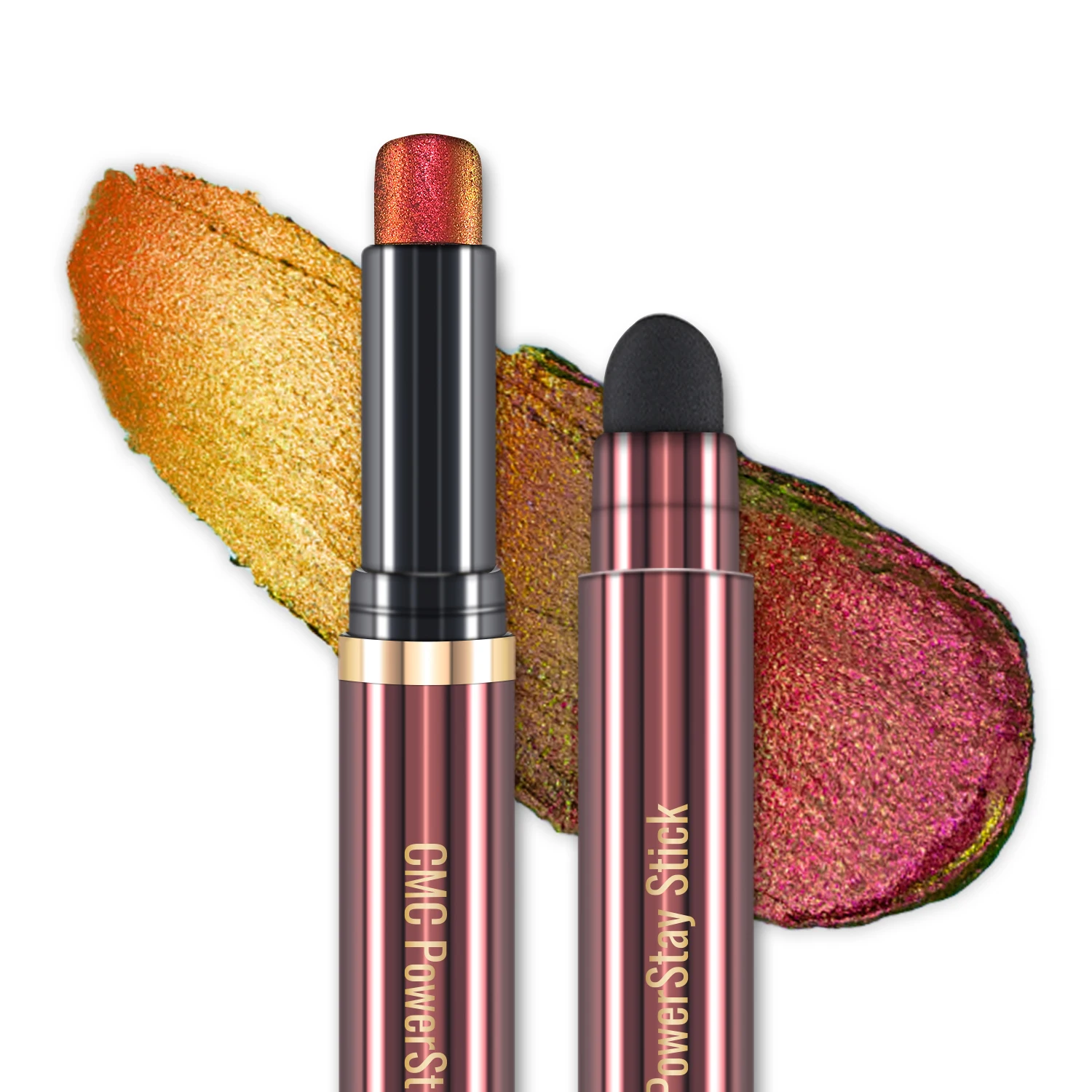 CHARMACY Multichrome Eyeshadow Stick z aplikatorem w kształcie gąbki, wodoodporny, długotrwały, brokatowy, profesjonalny makijaż oczu dla kobiet