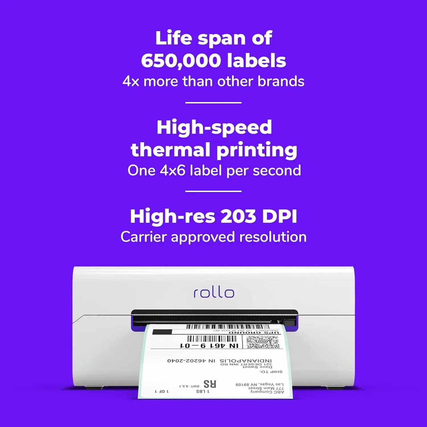 Rollo-Imprimante d'étiquettes d'expédition thermique sans fil, Wi-Fi, AirPrint depuis iPhone, iPad, MacNEW, Packages d'expédition