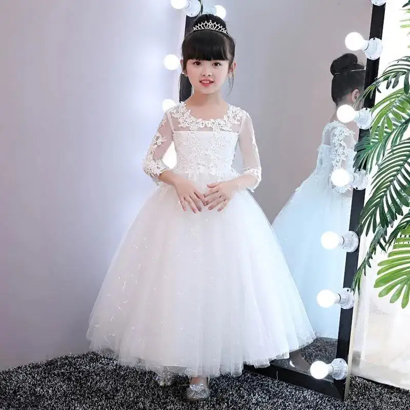 Girl Princess Dress Noble Children\'s Fashionable Flower Girl Piano Performance Dress Host Evening Dress Walk Show