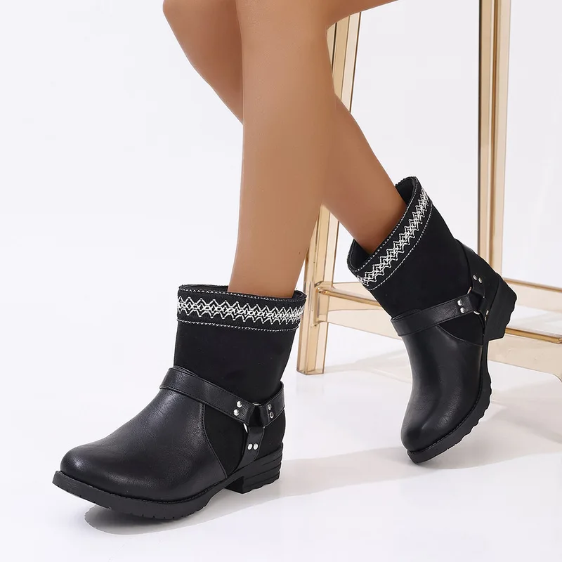 2026 Women's Leather Boots - Versatile Tall Short Boots - Wear-resistant Anti-slip Metal Buckle Western Boots