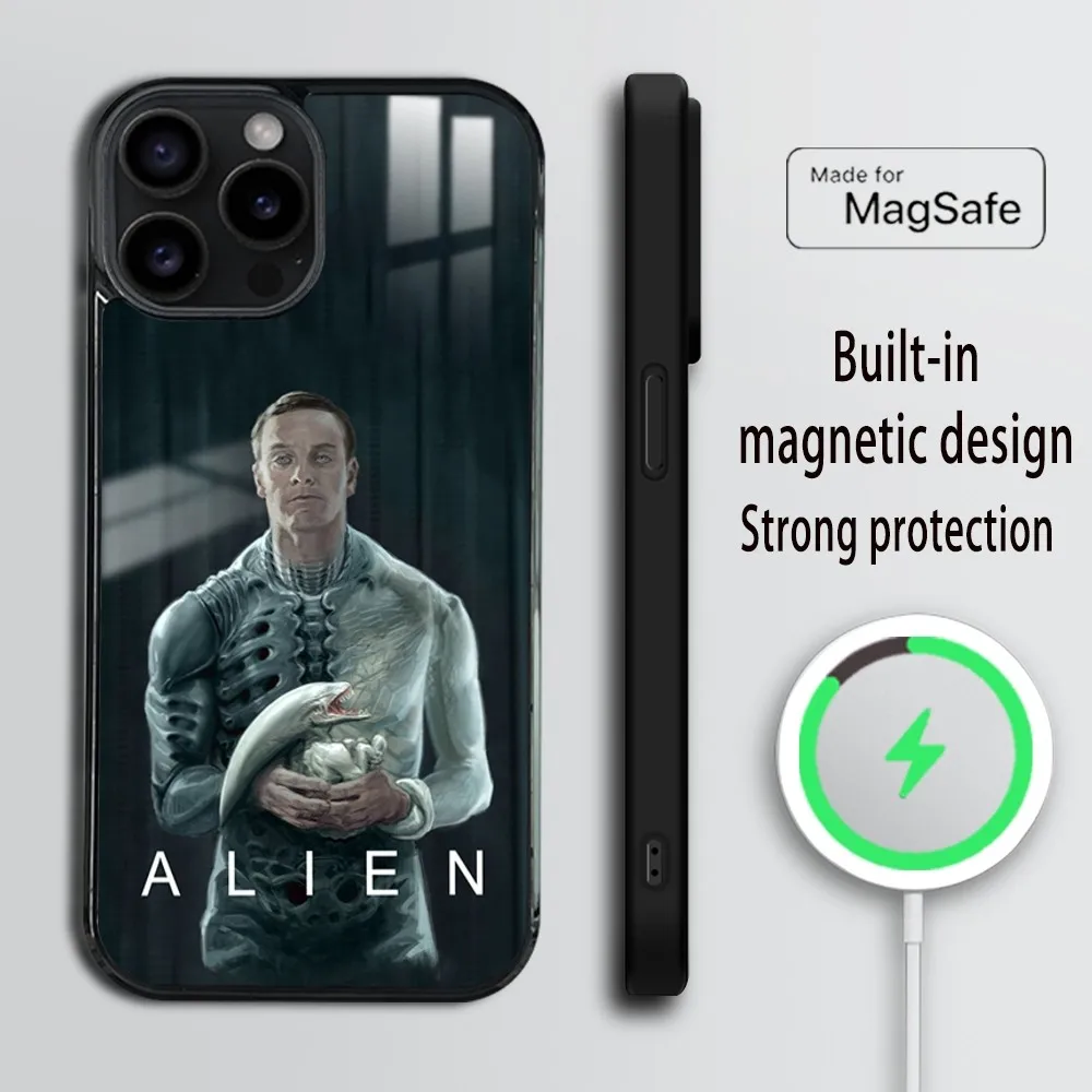 Film A-Alien Phone Case For iPhone 16 15 14 13 12 11 Pro Max Plus Mini Magsafe Mirror Wireless Magnetic Cover