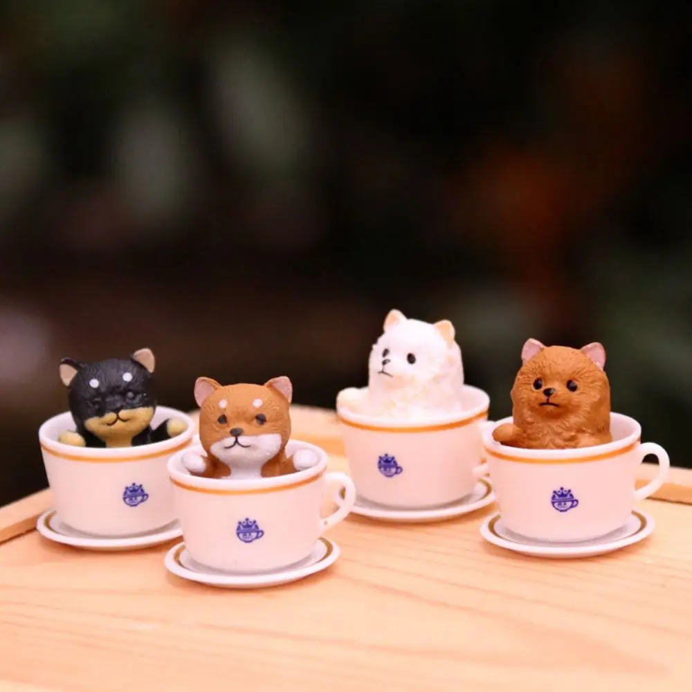 Puppy Kitten Teacup Dog Cats Animal Model Gashapon Toys Dog Cat Figurines PVC Doll Kawaii Miniature Dog Ornaments