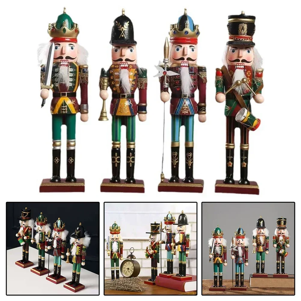 Figurine de Marionnette Casse-Noisette en Bois, Soldats Pehonneur à la Main, Modèle de Beurre, Ornements de Noël, Décoration de la Maison, Nouvel An, 30cm