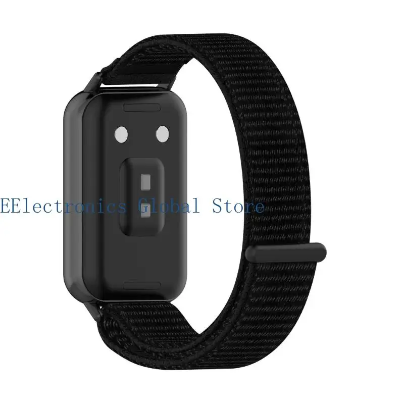 462B Adjustable Fitness Wristband with Overlapping Fastener, Open Fabric Body, Metal Hardware, and Integrated End Connection