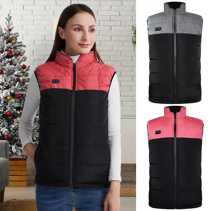 Autumn winter Smart USB Heated Cotton Vest 3 area Smart Controller vest Women Outdoor Flexible Heating Vest For Men Women S/M/L