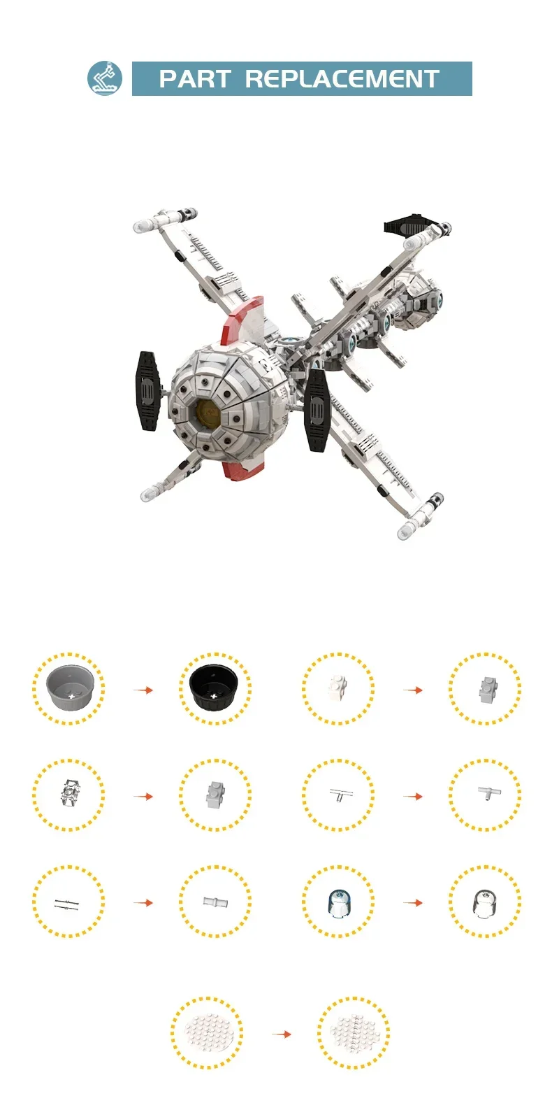 Space Series Comet Spacvier décennie s de construction MOC-115963 Sci-Fi Dime Roman Spacvier Defender Modèle d'assemblage Puzzle Jouet Cadeau pour enfants