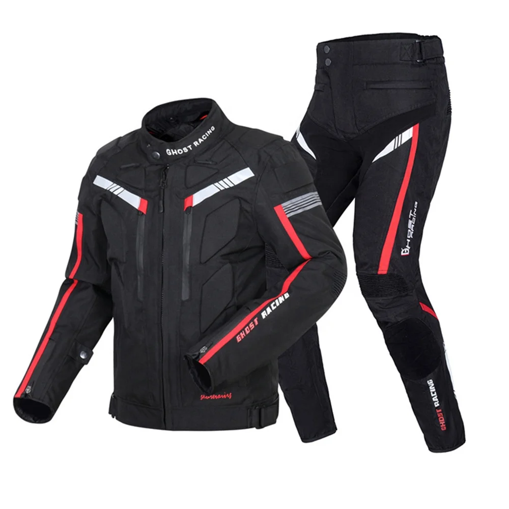 GHOST RACING Unisex Windproof Motorbike Pant Protective Gear Waterproof Motorcycle Women Riding Jacket Clothing Suits for Mens