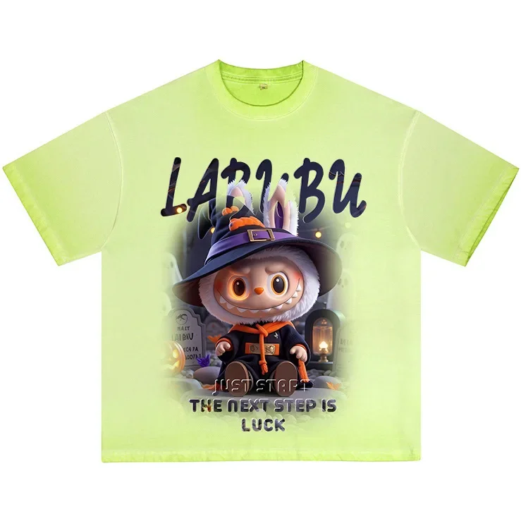 

LABUBU Printed Pure Cotton T-shirts Summer Fashion Casual Loose Men's and Women's Crew Neck Short-sleeved Tops LABUBU