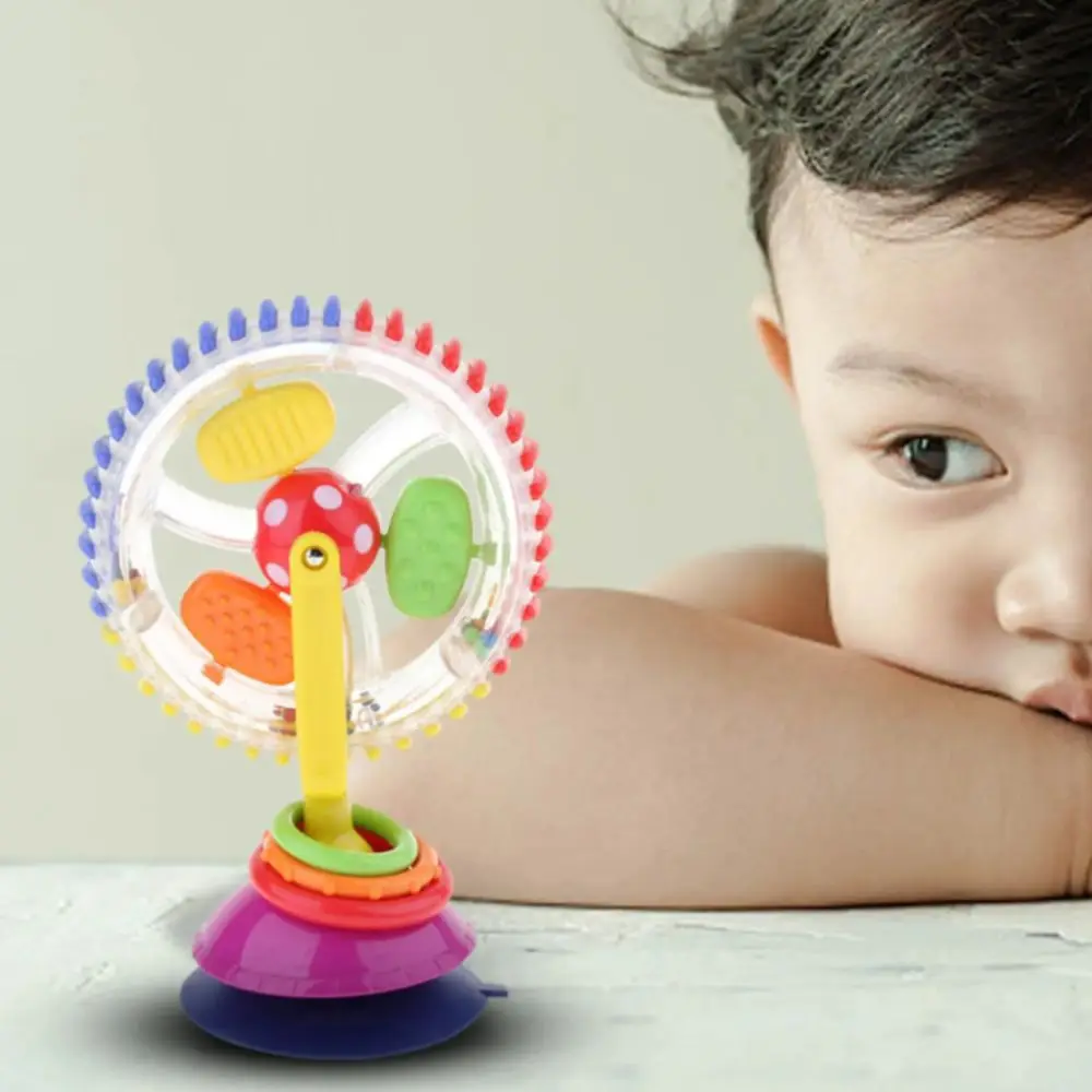 Rotating Suction Cup 360 Rotating Windmill Color Bead Plastic Wheel Baby Early Learning Small Size Montessori Rattle Playing